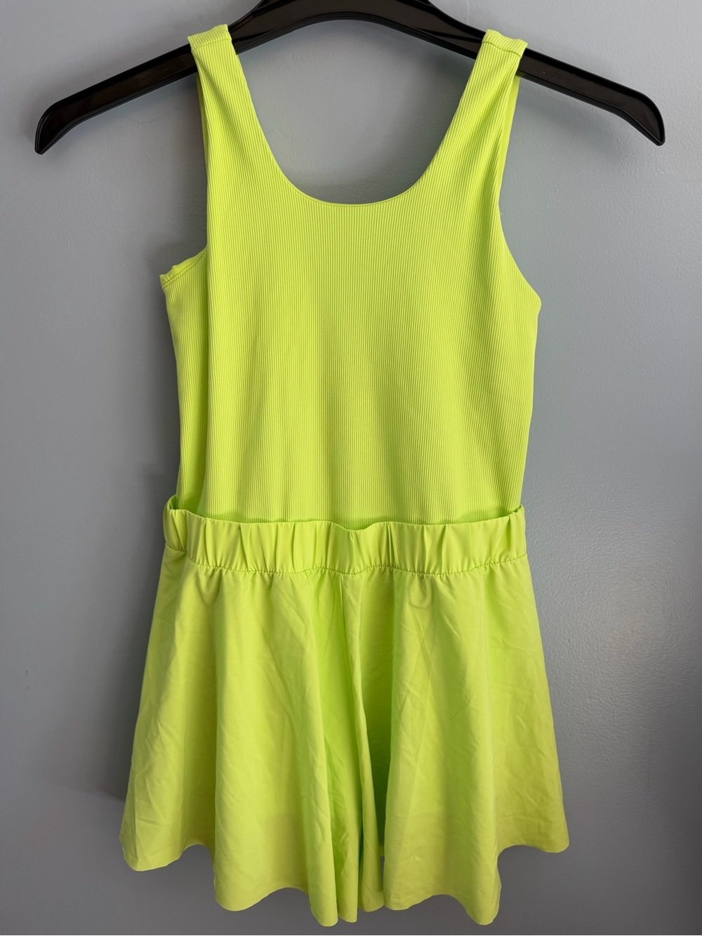 NWT Girls DSG Neon Lime Ribbed Active Romper with shelf bra Size XL 16